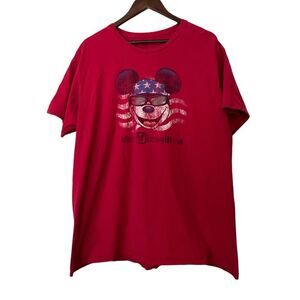 Disney Red Tee with Patriotic Mickey Design